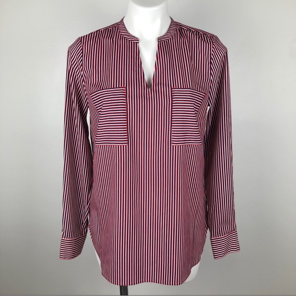 Cabi Franklin Patriot Striped Popover V neckline Blouse
Red/White Size XS